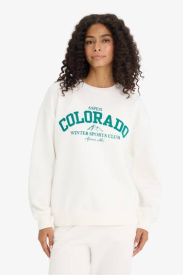 Oversize Fit Printed Long Sleeve Sweatshirt