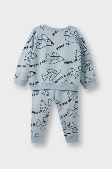 سيت بيبي ولادي سويت شيرت وبنطلون رياضي مطبوع قصة عادية - قطعتين