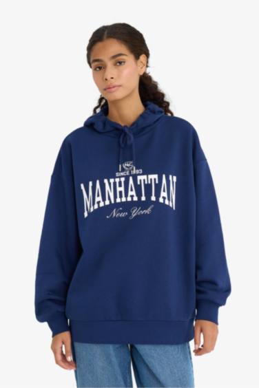 Оверсайз, свободный покрой, толстовка с капюшоном и принтом, толстая