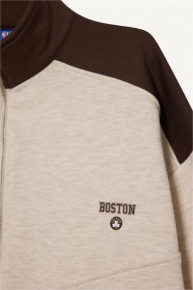 NBA Boston Celtics Oversize Geniş Kalıp Yarım Fermuarlı Sweatshirt