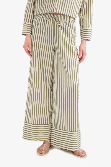 Wide Leg Kumaş Pantolon Çift Cepli Yüksek Bel Geniş Paça