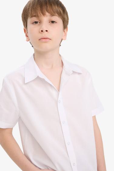 Boy Polo Collar Poplin Long Sleeve Shirt