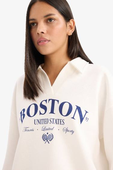 Relax Fit Printed Long Sleeve Sweatshirt