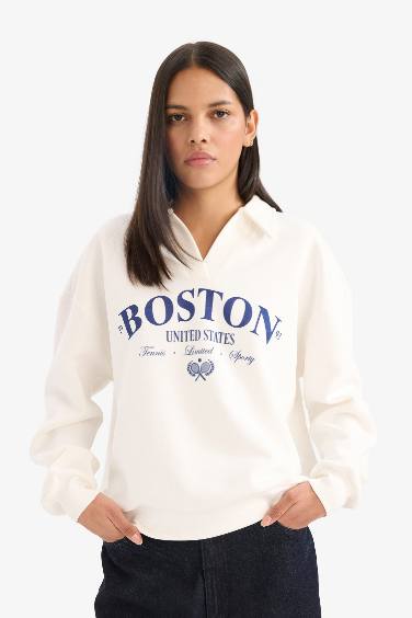 Relax Fit Printed Long Sleeve Sweatshirt