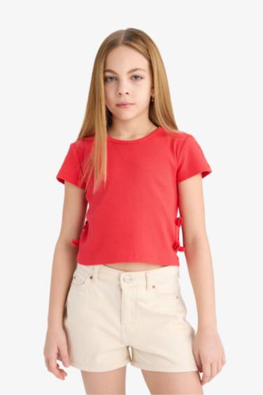 Girl Slim Fit Crew Neck Ribbed Camisole T-Shirt