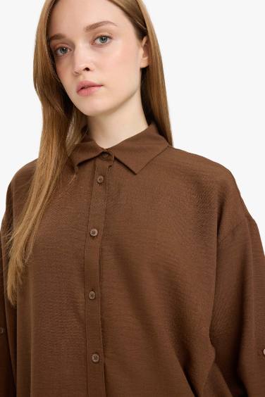 قميص طويل محجبات قصة مريحة ردن طويل