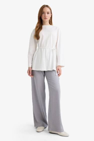 سروال واسع بخصر عالي و جيوب