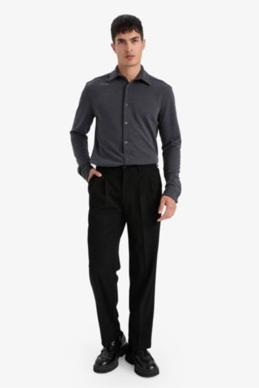 Modern Fit Polo Yaka Pike Uzun Kollu Gömlek