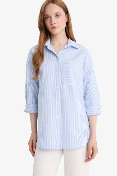 قميص طويل أوكسفورد قصة مريحة