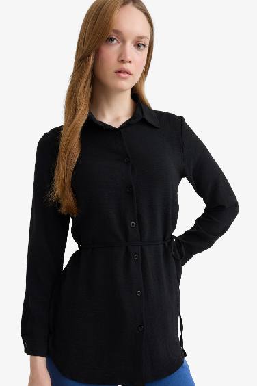 Regular Fit Shirt Collar Long Sleeve Tunic
