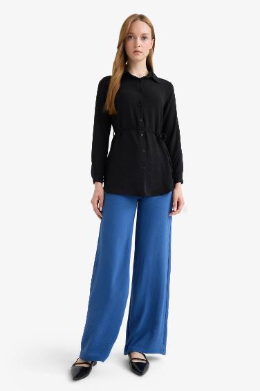 Regular Fit Shirt Collar Long Sleeve Tunic