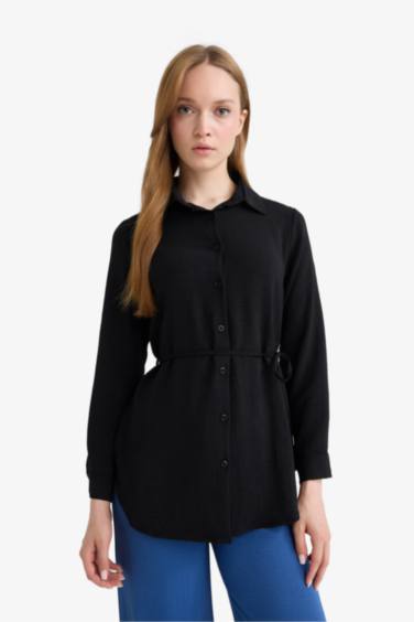 Regular Fit Shirt Collar Long Sleeve Tunic