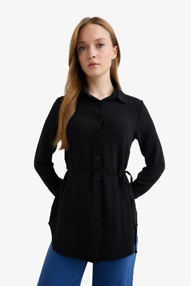 Regular Fit Shirt Collar Long Sleeve Tunic