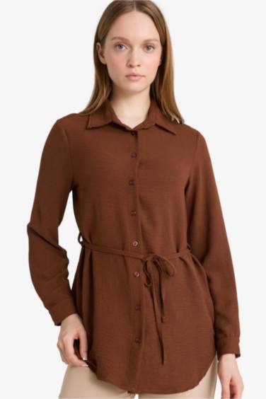 Regular Fit Shirt Collar Long Sleeve Tunic