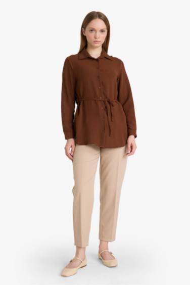 Regular Fit Shirt Collar Long Sleeve Tunic