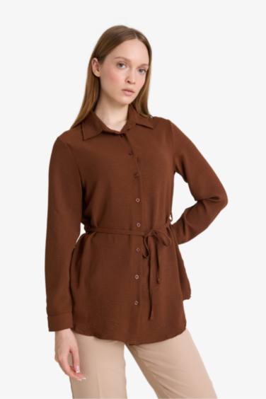 Regular Fit Shirt Collar Long Sleeve Tunic