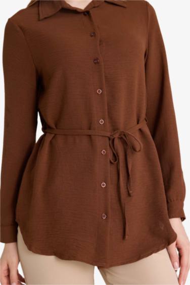 Regular Fit Shirt Collar Long Sleeve Tunic