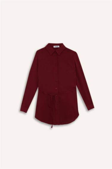 تونيك كم طويل قصة عادية بياقة قميص