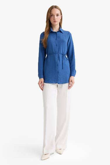 Regular Fit Shirt Collar Long Sleeve Tunic