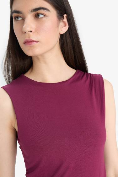 Slim Fit Basic Asymmetric Cut Draped Blouse