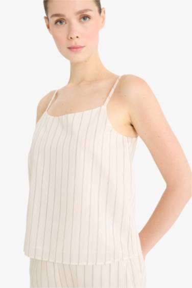 Regular Fit Crew Neck Striped Sleeveless Blouse