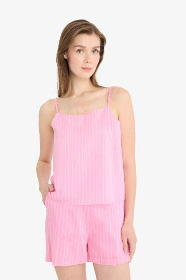 Regular Fit Crew Neck Striped Sleeveless Blouse