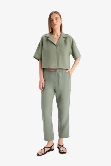 Loose Fit Jacket Collar modal Short Sleeve Shirt