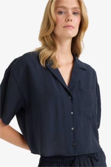 قميص نص ردن منسوج قصة فضفاضة بياخة بليزر