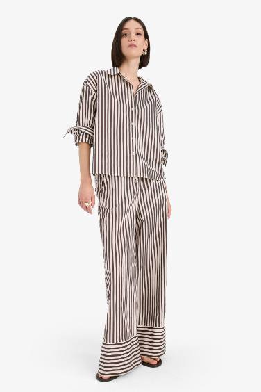 Рубашка с длинным рукавом, в полоску, свободного кроя, из поплина, от Afra x DeFacto