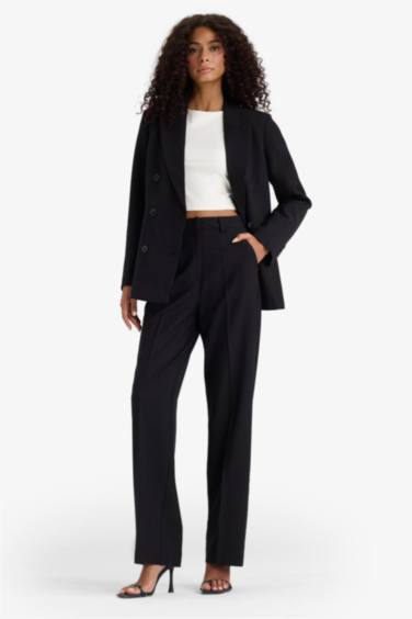 Straight Fit High Waist Crop Belted Trousers