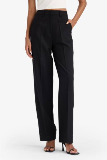 Straight Fit High Waist Crop Belted Trousers