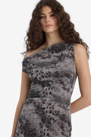 Bodycon Strapless Floral Tulle Maxi Dress