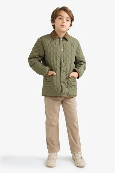 Erkek Çocuk Su Geçirmez Polo Yaka Pelüş Astar Mont