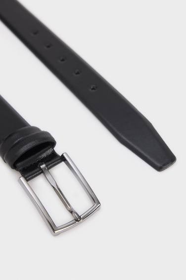 حزام رجالي جلد صناعي بمشبك مستطيل