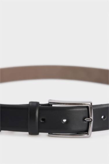 حزام رجالي جلد صناعي بمشبك مستطيل