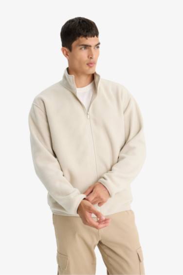 Relax Fit Half Turtleneck fleece Cardigan