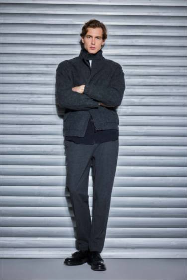 Straight Fit Regular Hem Combed Cotton Trousers