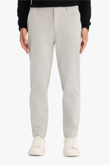 Straight Fit Regular Hem Combed Cotton Trousers