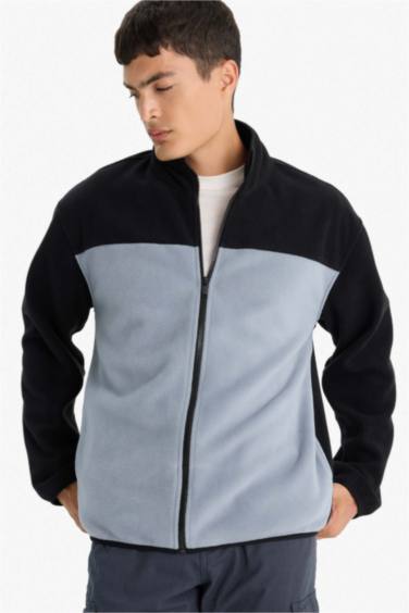 Relax Fit Half Turtleneck fleece Cardigan