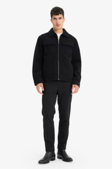 Veste Slim à col polo et fermeture zip avec poches