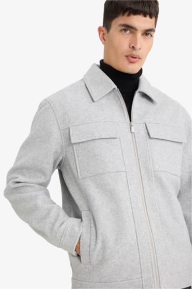 Veste Slim à col polo et fermeture zip avec poches