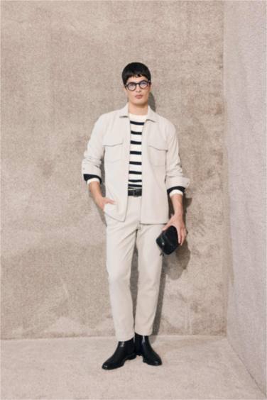 Tailored Regular Fit Düz Paça Fitilli Kadife Pantolon