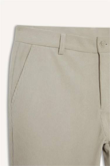 Tailored Regular Fit Düz Paça Fitilli Kadife Pantolon