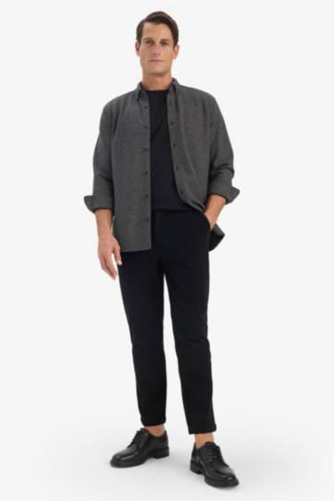 Regular Fit Straight Leg Velvet Trousers