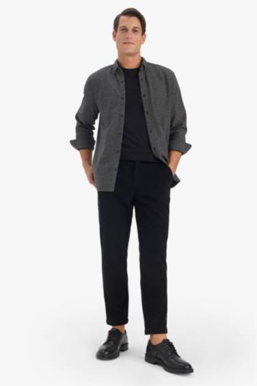 Regular Fit Straight Leg Velvet Trousers