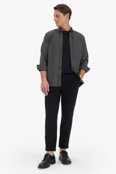 Regular Fit Straight Leg Velvet Trousers