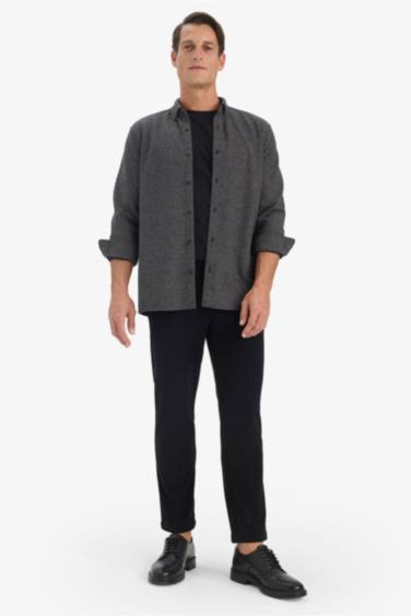 Regular Fit Straight Leg Velvet Trousers