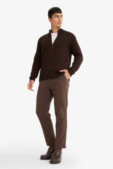 Tailored Regular Fit Düz Paça Fitilli Kadife Pantolon