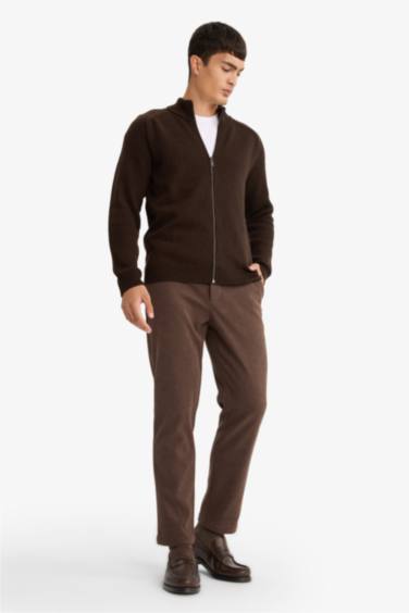 Tailored Regular Fit Düz Paça Fitilli Kadife Pantolon