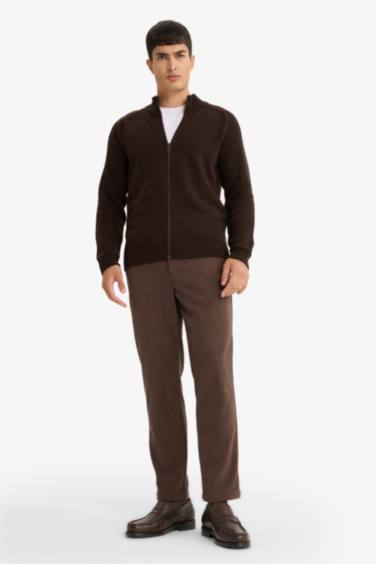 Tailored Regular Fit Düz Paça Fitilli Kadife Pantolon